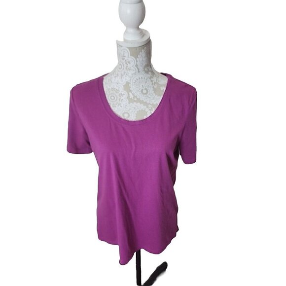 Eddie Bauer Pink T-shirt V-Neck Short Sleeve Basic Tee Womens Medium - Picture 1 of 8